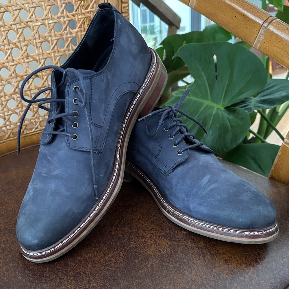 Cole Haan Dark Blue Leather Oxfords - Picture 2 of 7
